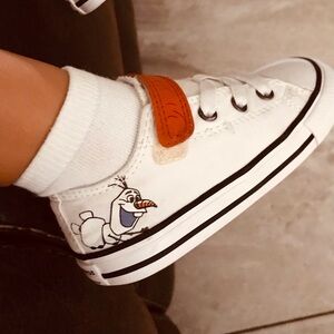 Converse White and Orange Kids Sneakers
